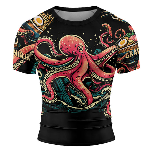 Rashninja Octopus Ramen Glow Men's Short Sleeve Rash Guard