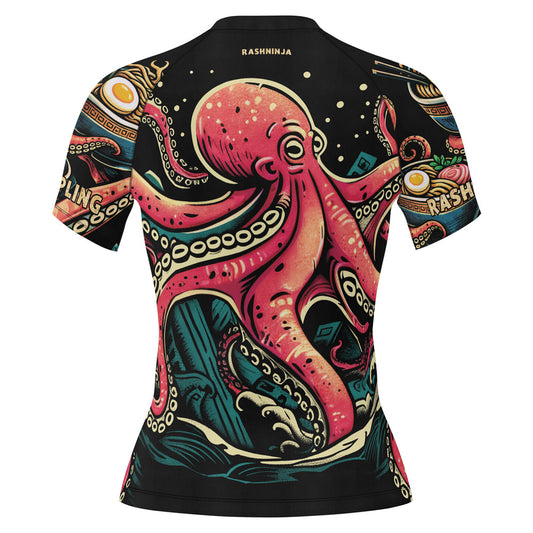 Rashninja Octopus Ramen Glow Women's Short Sleeve Rash Guard