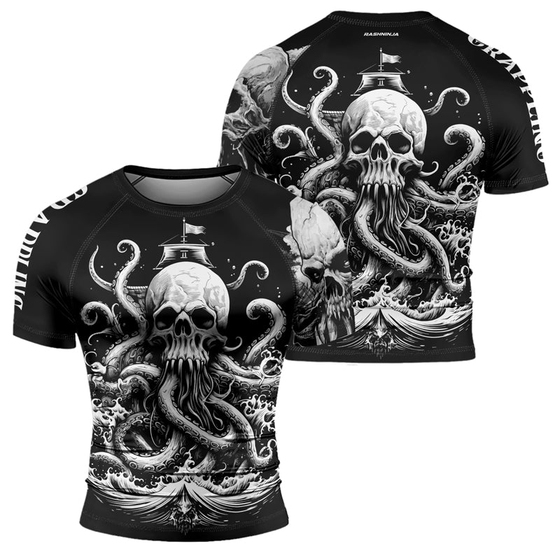 Rashninja Dreadbone Octopus Men's Short Sleeve Rash Guard | Rash Guard