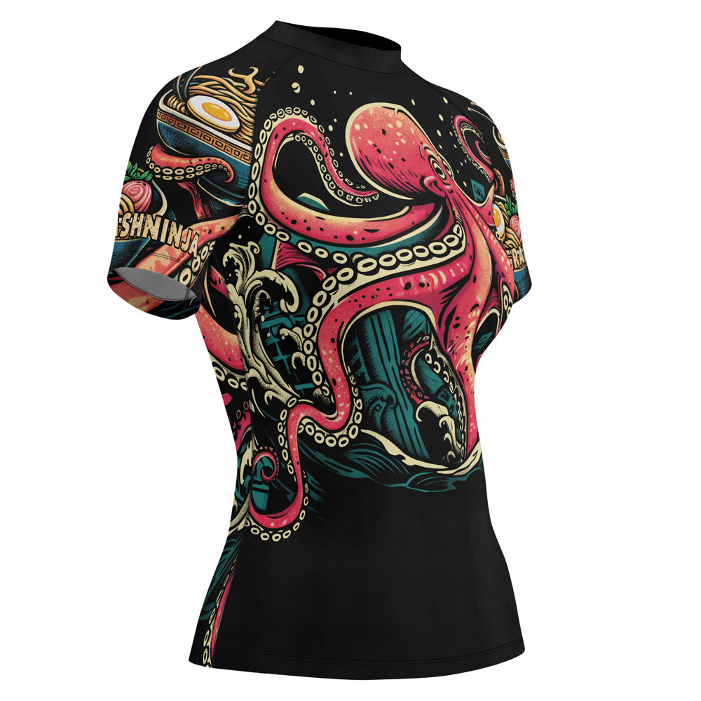 Rashninja Octopus Ramen Glow Women's Short Sleeve Rash Guard
