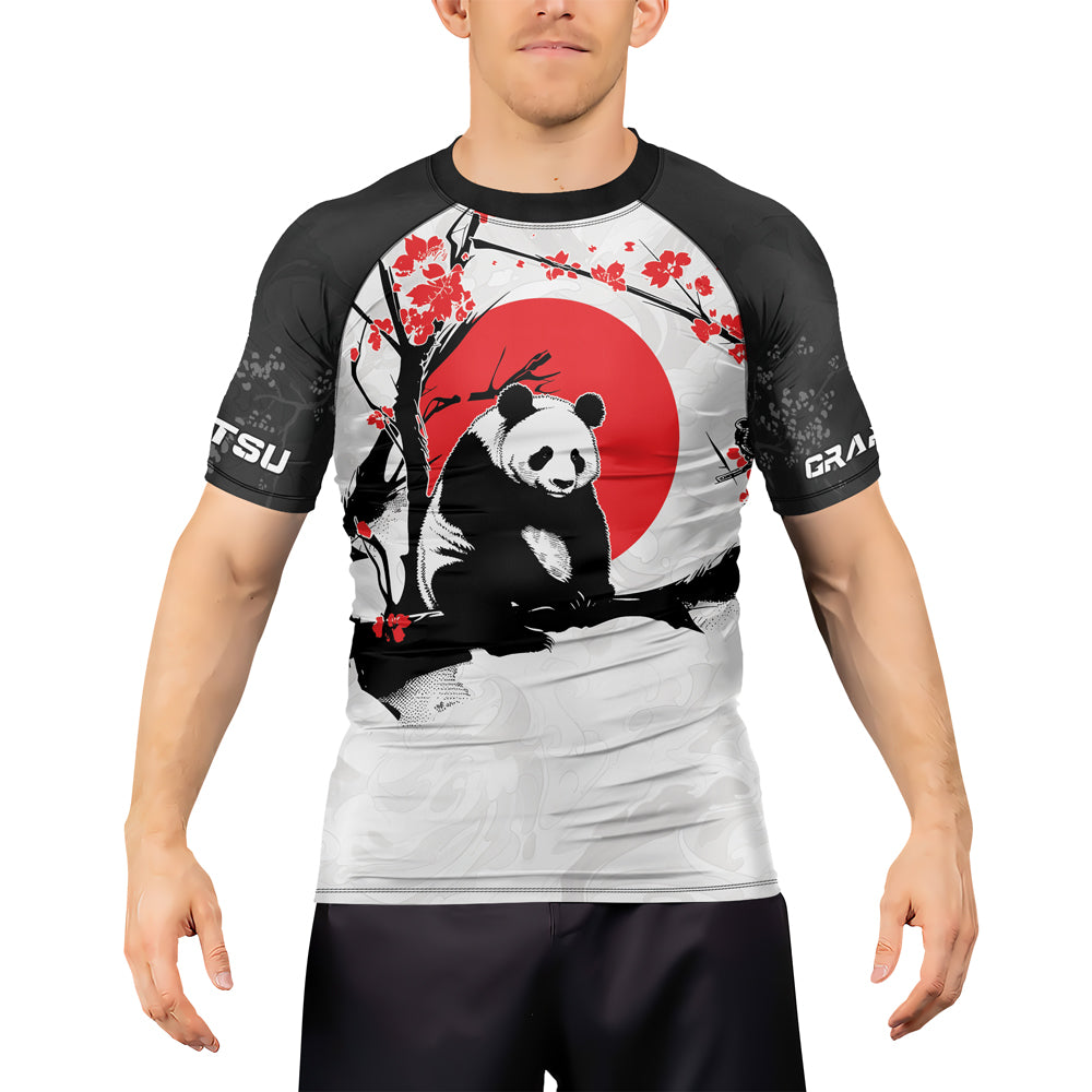 Bamboo Rash Guard Rashninja Panda Bamboo Haven Men's Short Sleeve Rash Guard