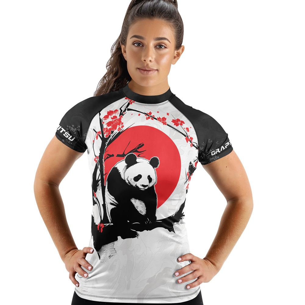 Bamboo Rash Guard Rashninja Panda Bamboo Haven Women's Short Sleeve Rash Guard