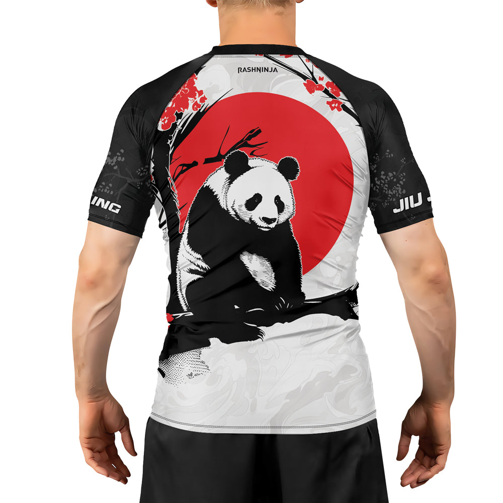 Bamboo Rash Guard Rashninja Panda Bamboo Haven Men's Short Sleeve Rash Guard