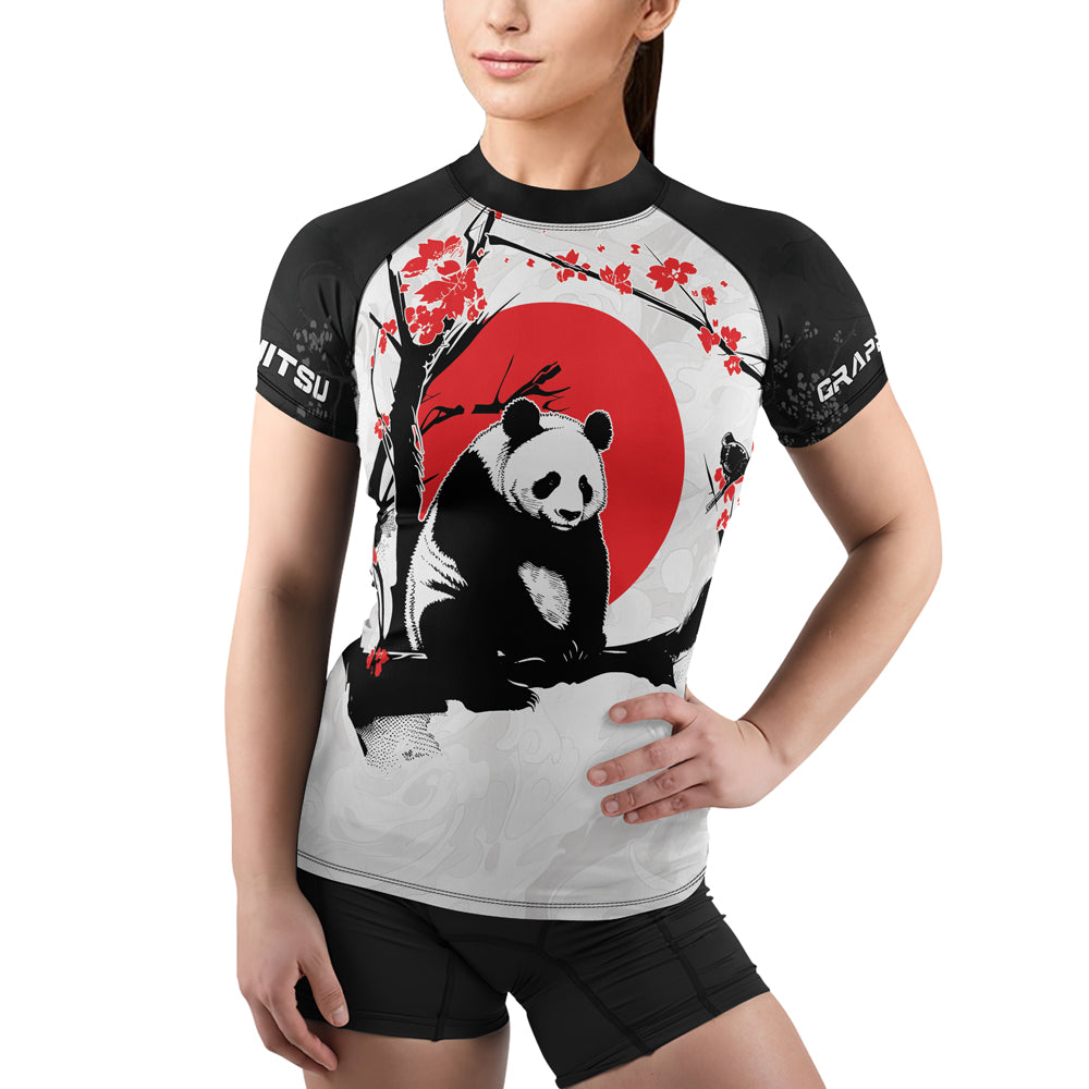 Bamboo Rash Guard Rashninja Panda Bamboo Haven Women's Short Sleeve Rash Guard