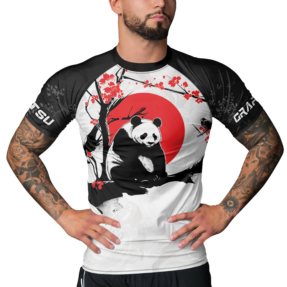 Bamboo Rash Guard Rashninja Panda Bamboo Haven Men's Short Sleeve Rash Guard
