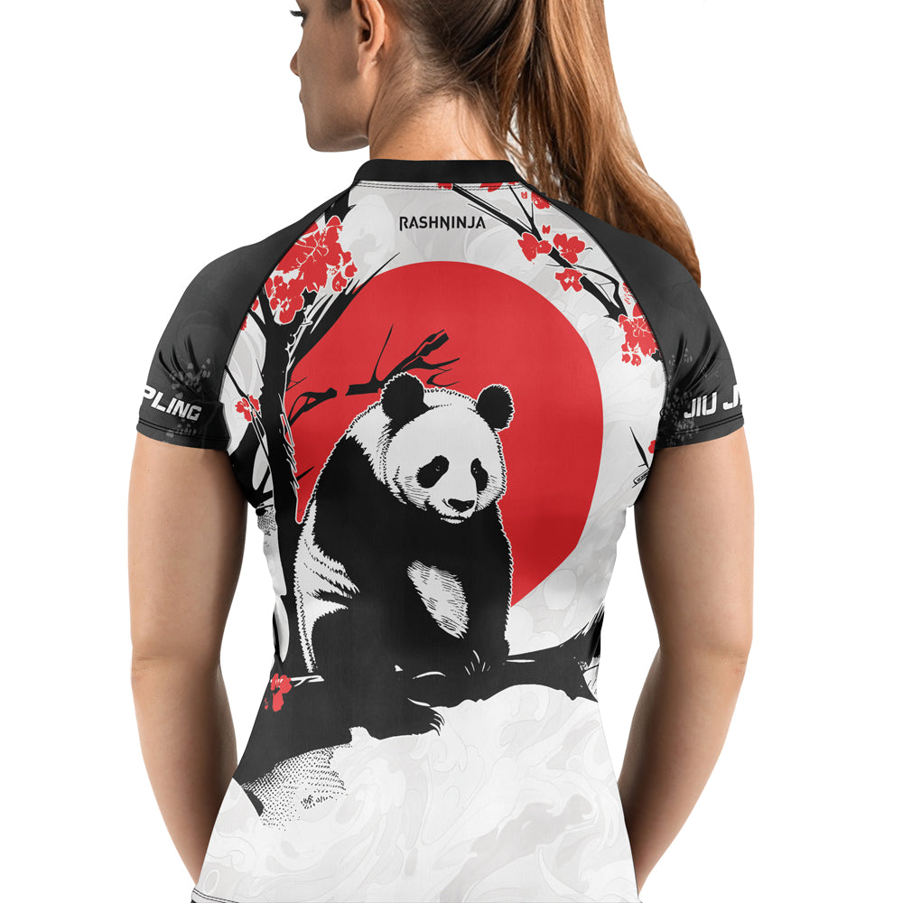 Bamboo Rash Guard Rashninja Panda Bamboo Haven Women's Short Sleeve Rash Guard