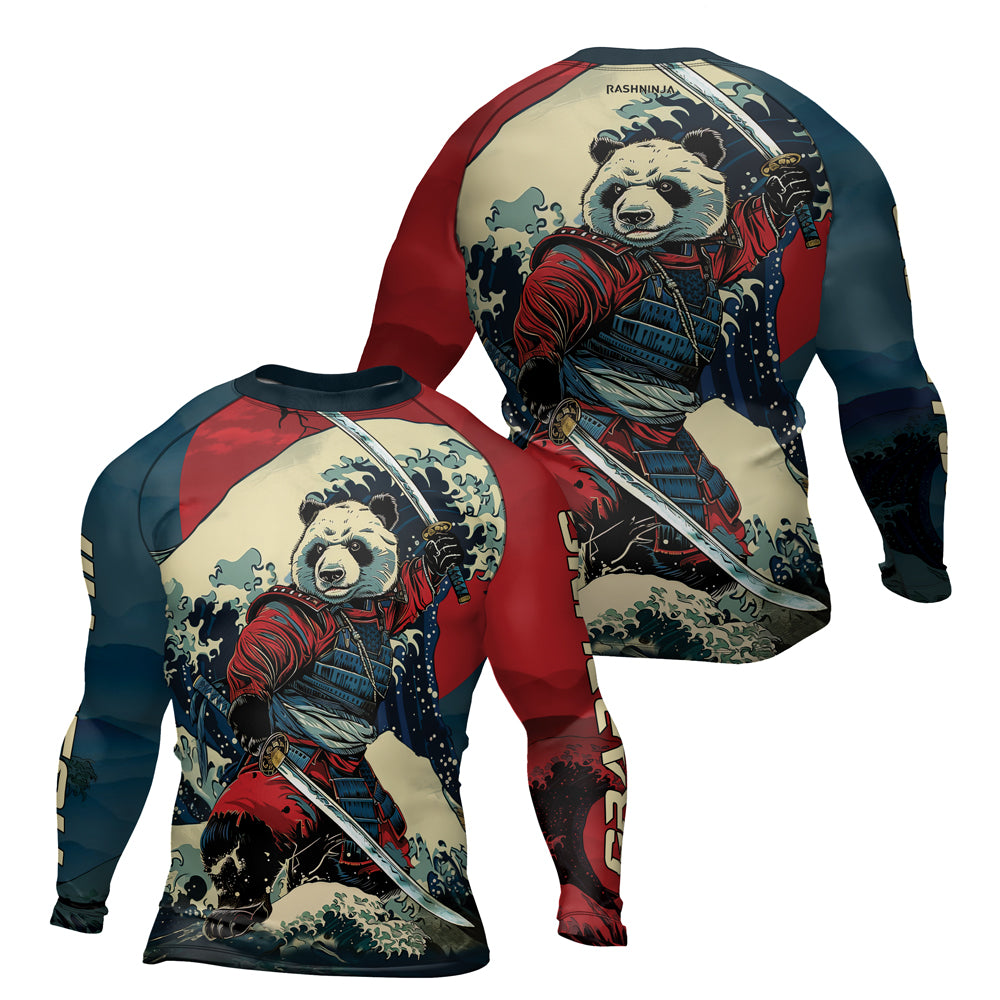 Rashninja Panda Samurai River Men's Long Sleeve Rash Guard