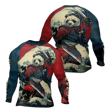 Rashninja Panda Samurai River Men's Long Sleeve Rash Guard