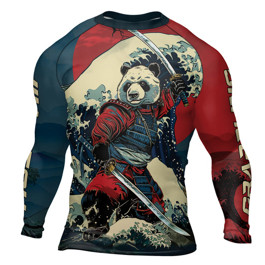 Rashninja Panda Samurai River Men's Long Sleeve Rash Guard