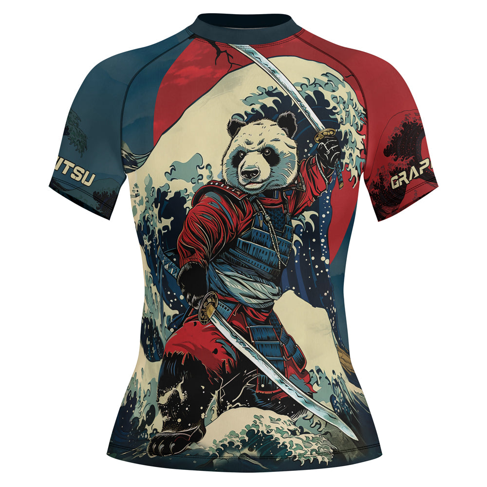 Rashninja Panda Samurai River Women's Short Sleeve Rash Guard