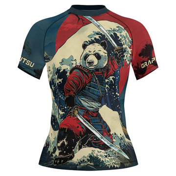 Rashninja Panda Samurai River Women's Short Sleeve Rash Guard