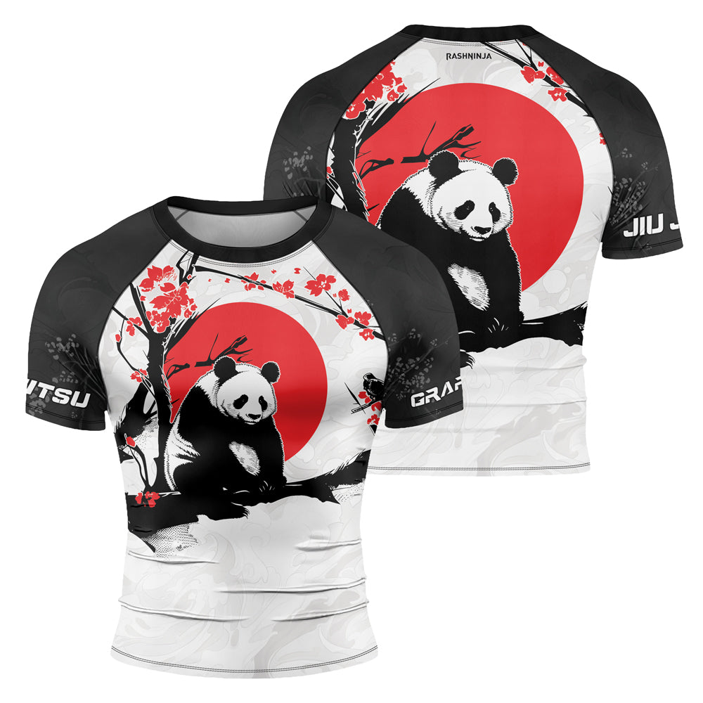 Bamboo Rash Guard Rashninja Panda Bamboo Haven Men's Short Sleeve Rash Guard