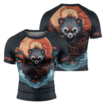 Rashninja Panda Samurai Honor Men's Short Sleeve Rash Guard