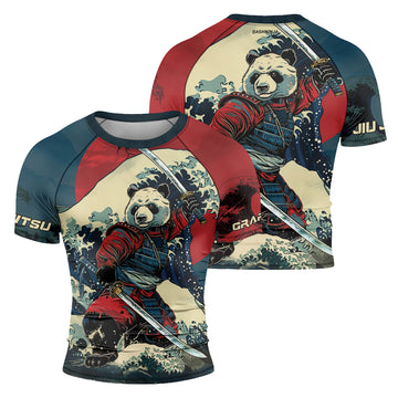 Rashninja Panda Samurai River Men's Short Sleeve Rash Guard