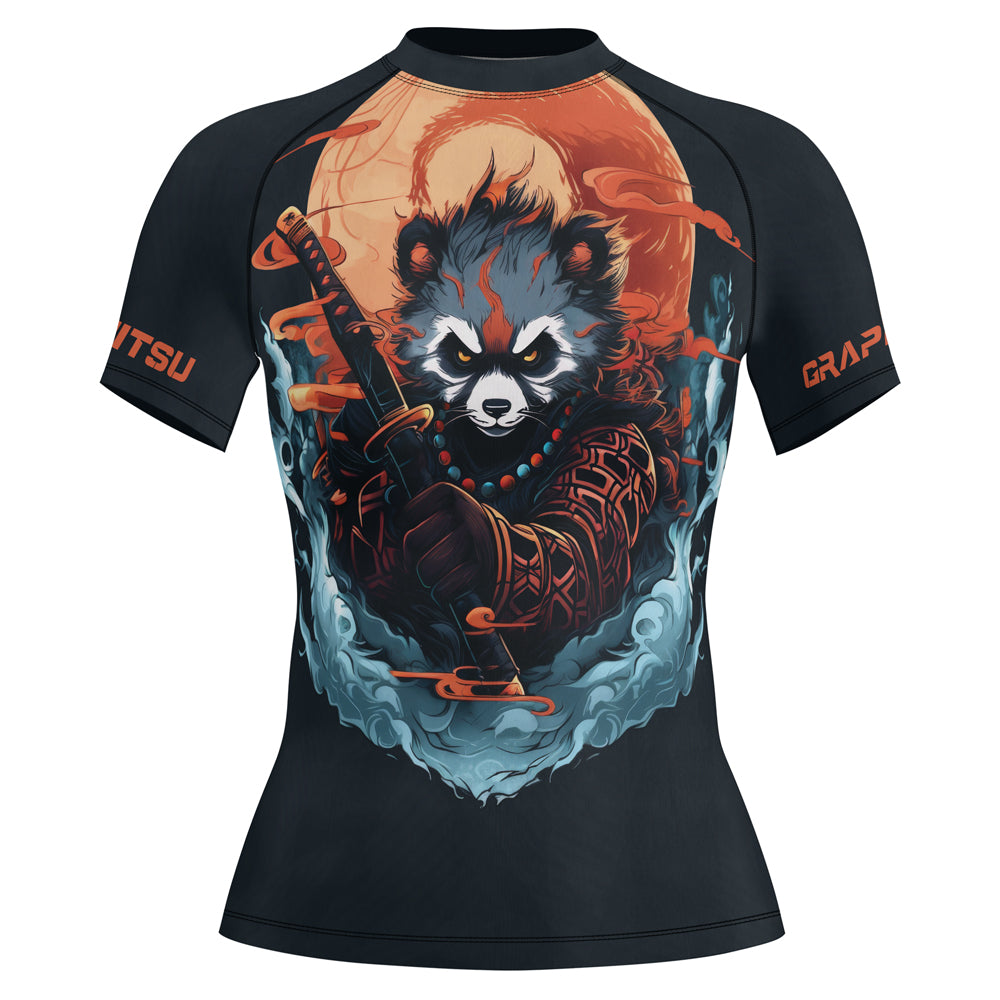Rashninja Panda Samurai Honor Women's Short Sleeve Rash Guard