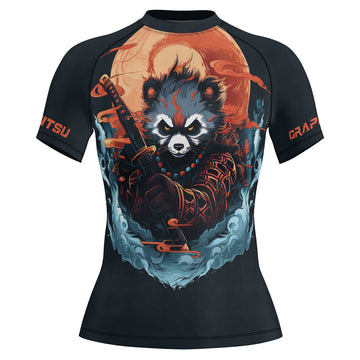 Rashninja Panda Samurai Honor Women's Short Sleeve Rash Guard