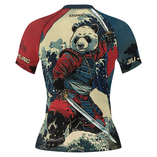 Rashninja Panda Samurai River Women's Short Sleeve Rash Guard