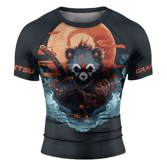 Rashninja Panda Samurai Honor Men's Short Sleeve Rash Guard
