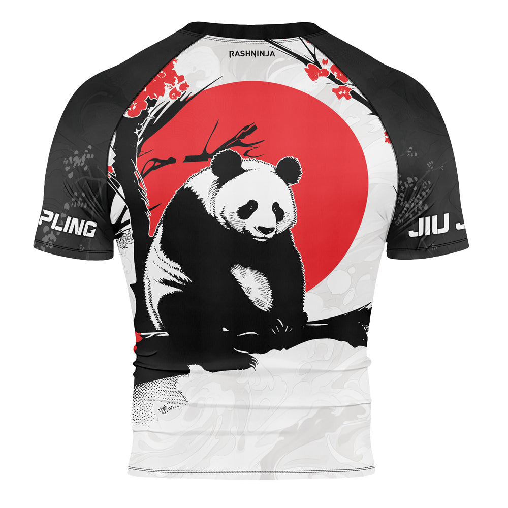 Bamboo Rash Guard Rashninja Panda Bamboo Haven Men's Short Sleeve Rash Guard
