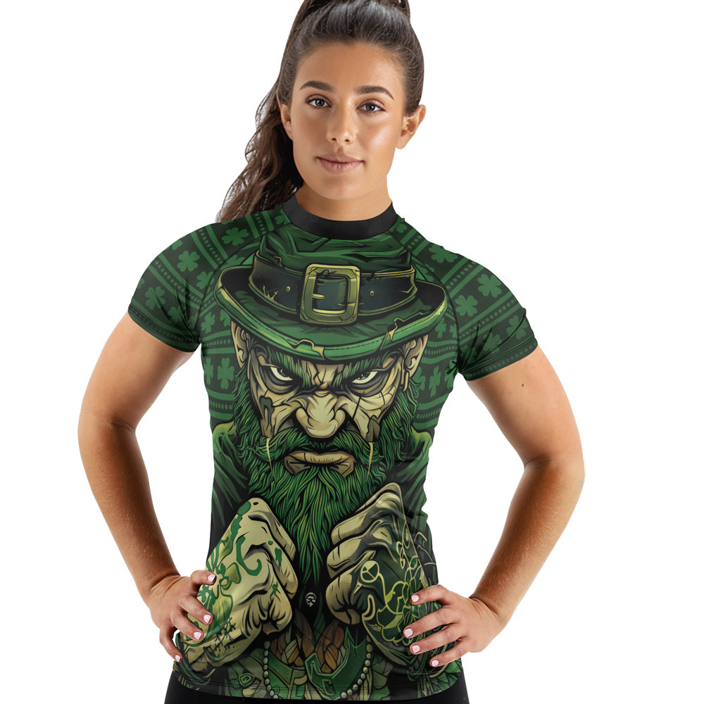 Rashninja Fighting Irish Leprechaun Fist Women's Short Sleeve Rash Guard