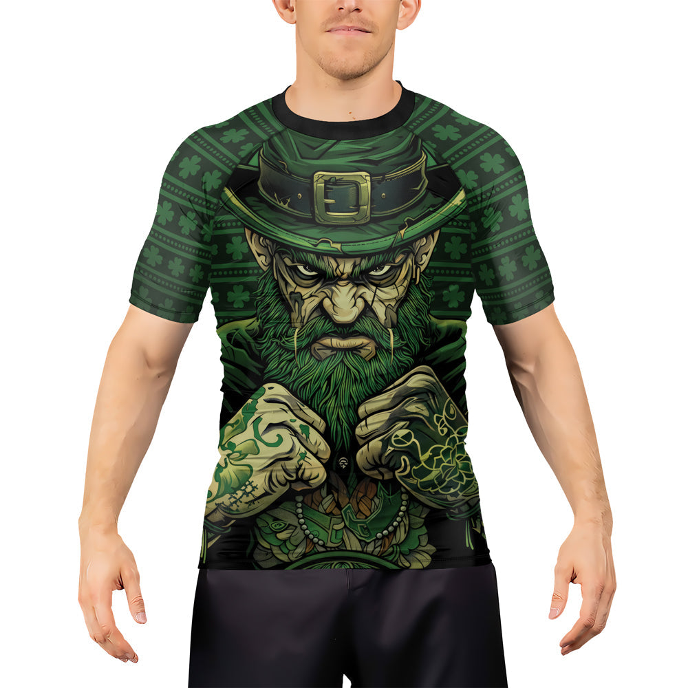 Rashninja Fighting Irish Leprechaun Fist Men's Short Sleeve Rash Guard