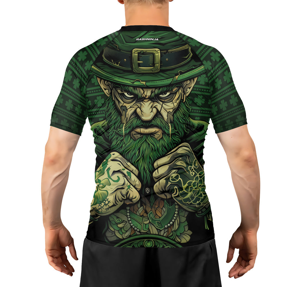 Rashninja Fighting Irish Leprechaun Fist Men's Short Sleeve Rash Guard
