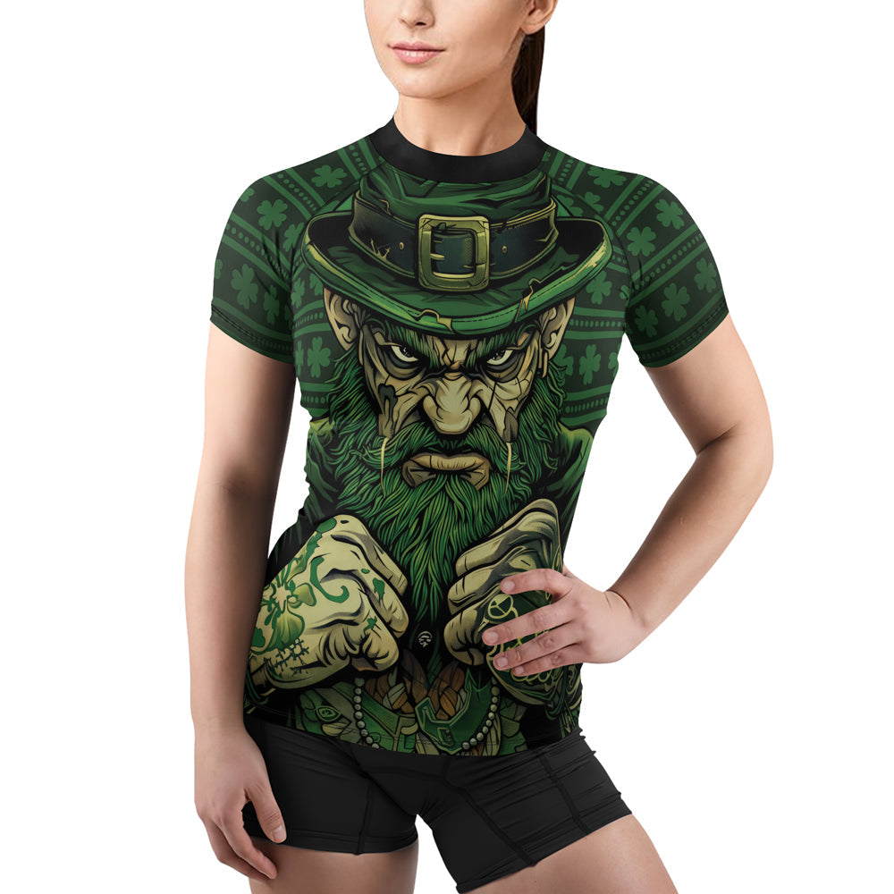 Rashninja Fighting Irish Leprechaun Fist Women's Short Sleeve Rash Guard