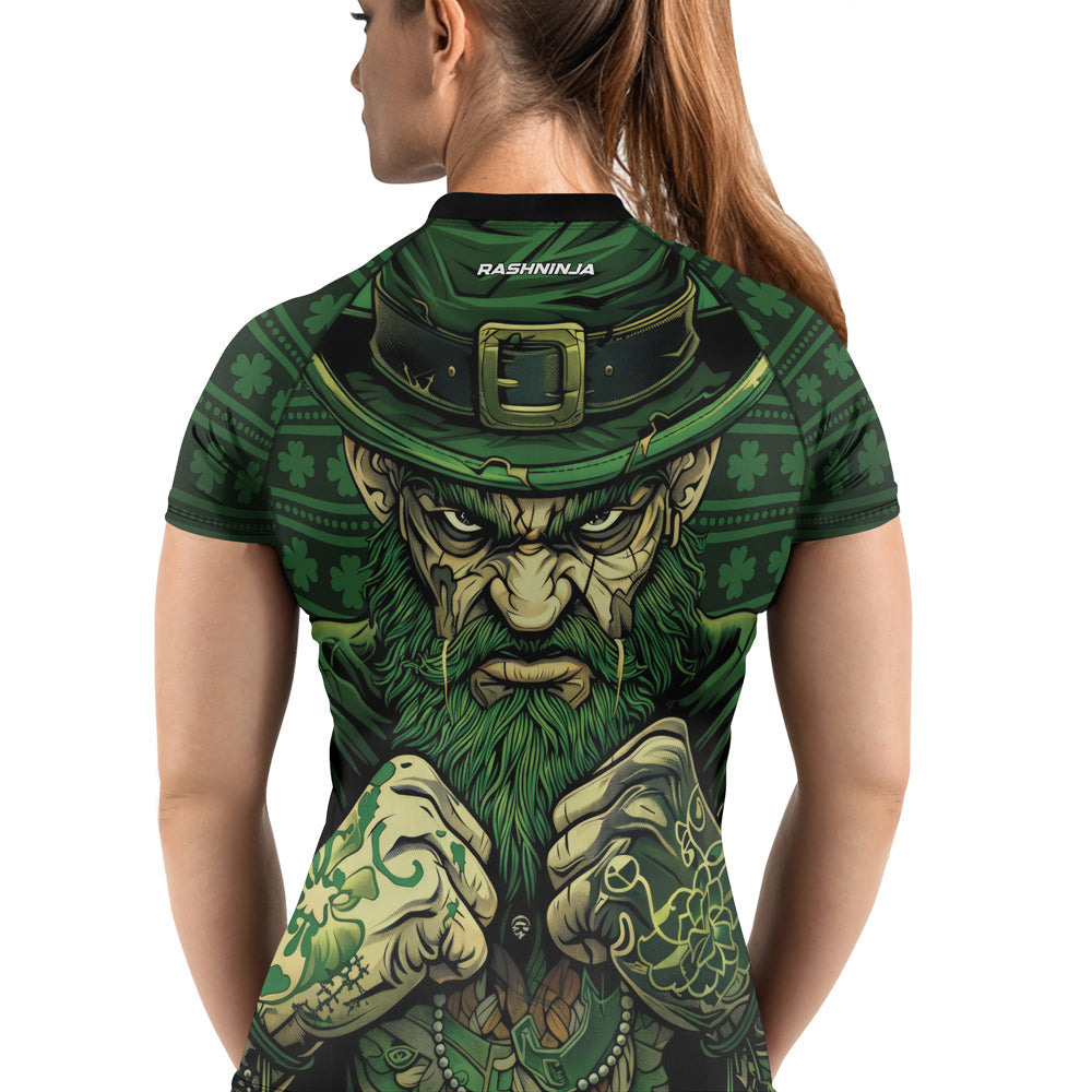 Rashninja Fighting Irish Leprechaun Fist Women's Short Sleeve Rash Guard