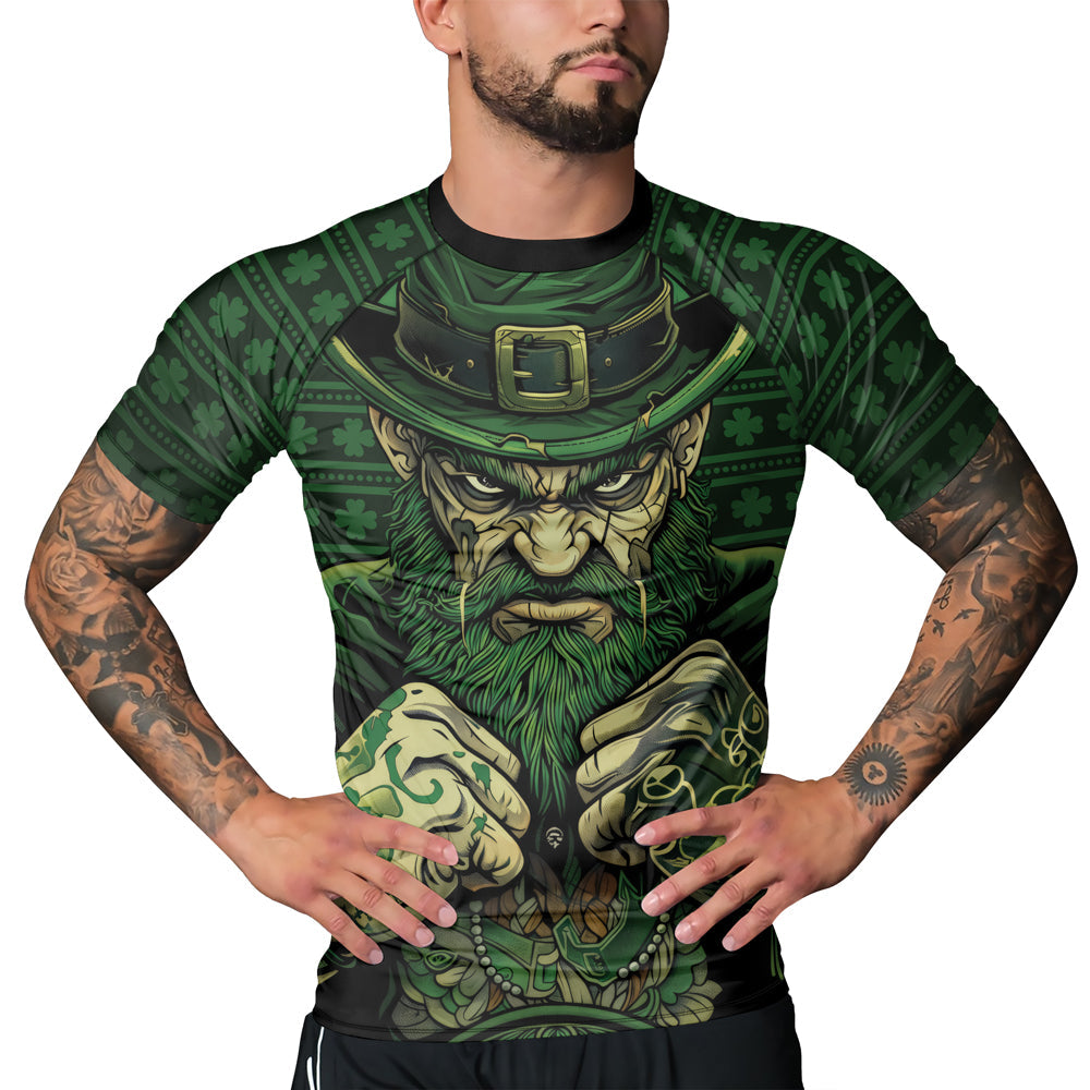 Rashninja Fighting Irish Leprechaun Fist Men's Short Sleeve Rash Guard