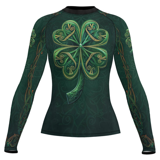 Rashninja Irish Golden Shamrock Women's Long Sleeve Rash Guard
