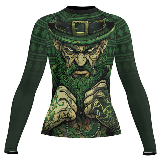 Rashninja Fighting Irish Leprechaun Fist Women's Long Sleeve Rash Guard