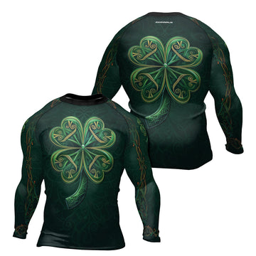 Rashninja Irish Golden Shamrock Men's Long Sleeve Rash Guard