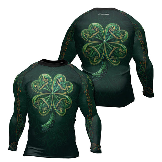Rashninja Irish Golden Shamrock Men's Long Sleeve Rash Guard