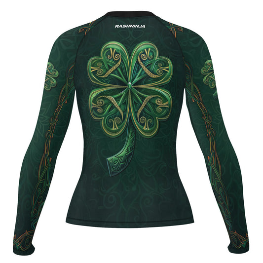 Rashninja Irish Golden Shamrock Women's Long Sleeve Rash Guard