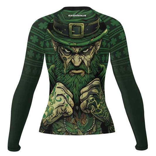 Rashninja Fighting Irish Leprechaun Fist Women's Long Sleeve Rash Guard