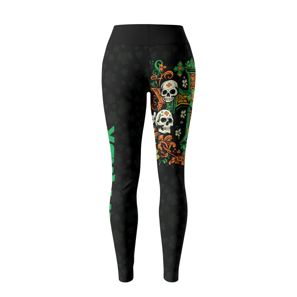Rashninja Irish Skull Cross Shamrock Women's Leggings