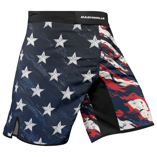 Rashninja Patriot Waving Flag Men's Fight Shorts