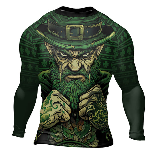 Rashninja Fighting Irish Leprechaun Fist Men's Long Sleeve Rash Guard