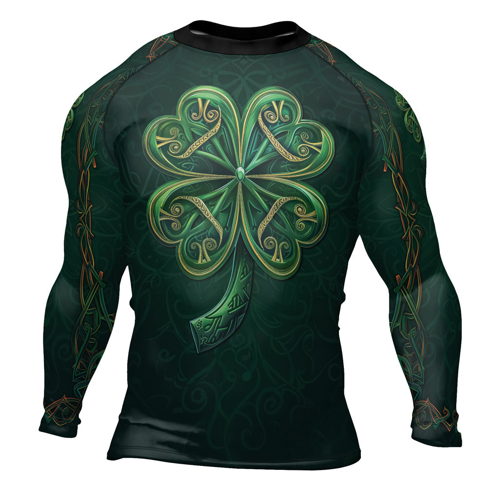 Rashninja Irish Golden Shamrock Men's Long Sleeve Rash Guard