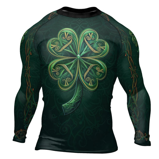 Rashninja Irish Golden Shamrock Men's Long Sleeve Rash Guard