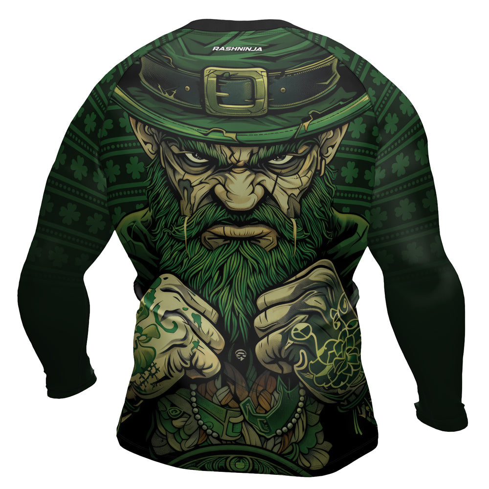 Rashninja Fighting Irish Leprechaun Fist Men's Long Sleeve Rash Guard