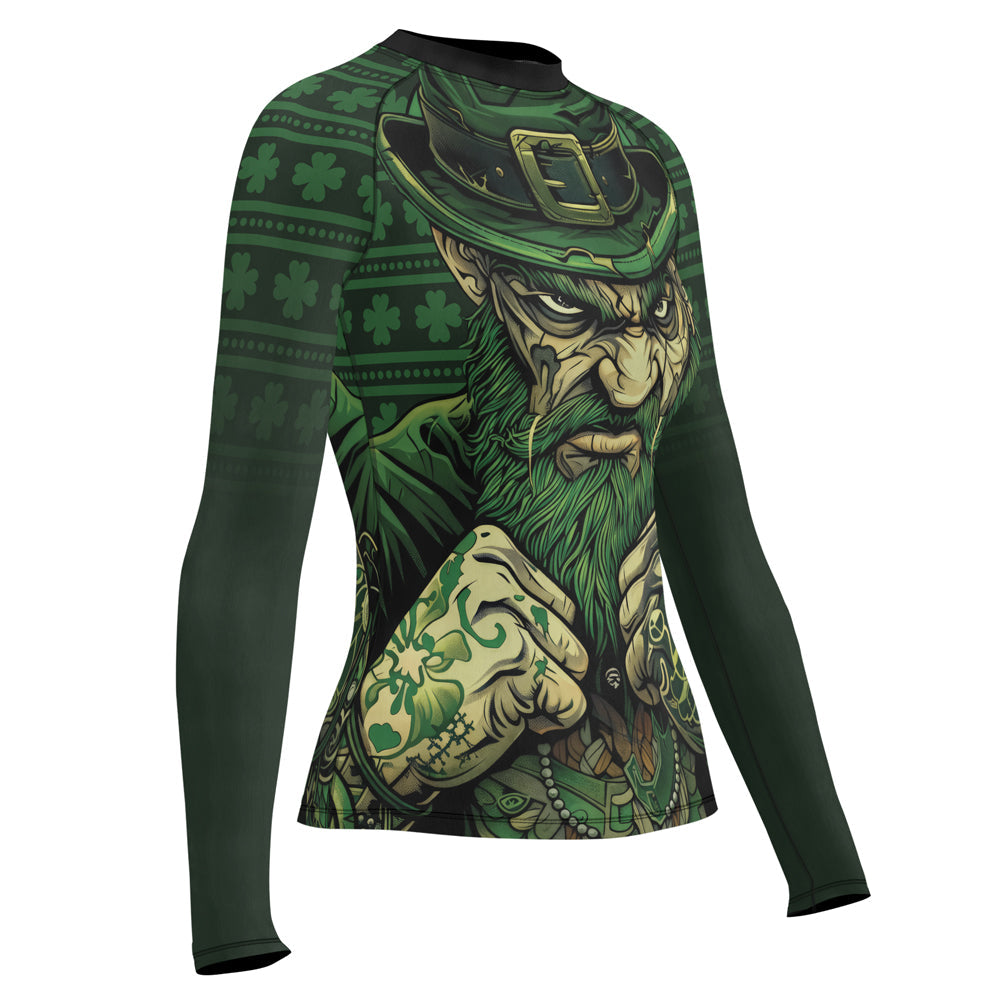 Rashninja Fighting Irish Leprechaun Fist Women's Long Sleeve Rash Guard