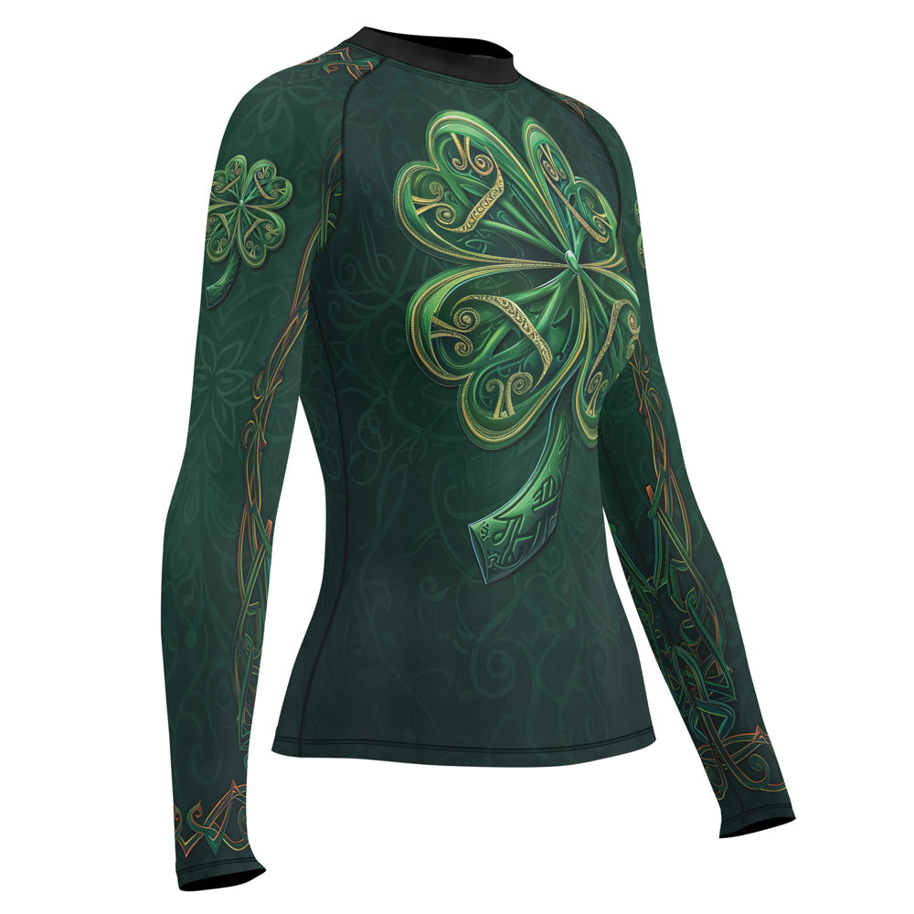 Rashninja Irish Golden Shamrock Women's Long Sleeve Rash Guard