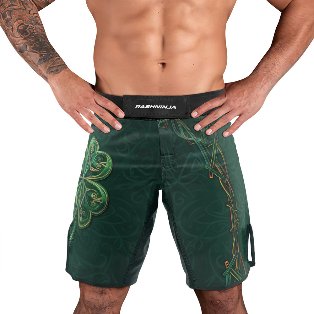 Rashninja Irish Golden Shamrock Men's Fight Shorts
