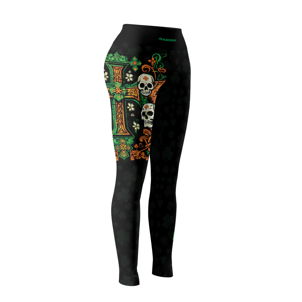 Rashninja Irish Skull Cross Shamrock Women's Leggings
