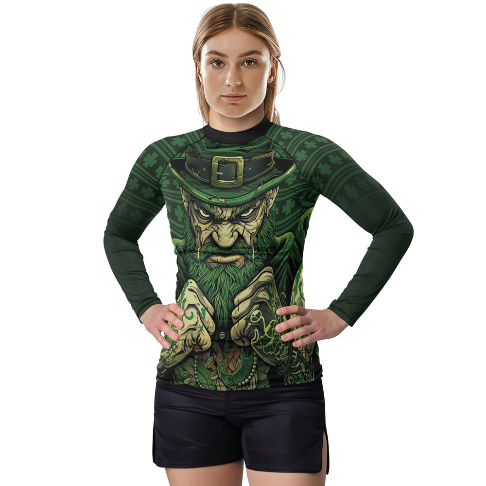 Rashninja Fighting Irish Leprechaun Fist Women's Long Sleeve Rash Guard