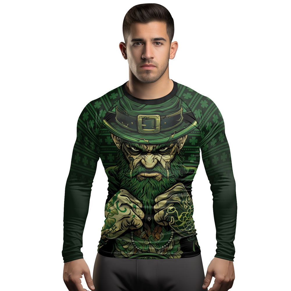 Rashninja Fighting Irish Leprechaun Fist Men's Long Sleeve Rash Guard