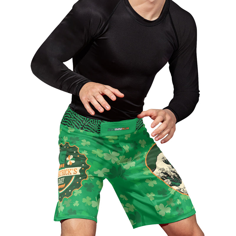 Rashninja St. Patrick's Day Men's Fight Shorts | Patrick MMA Shorts