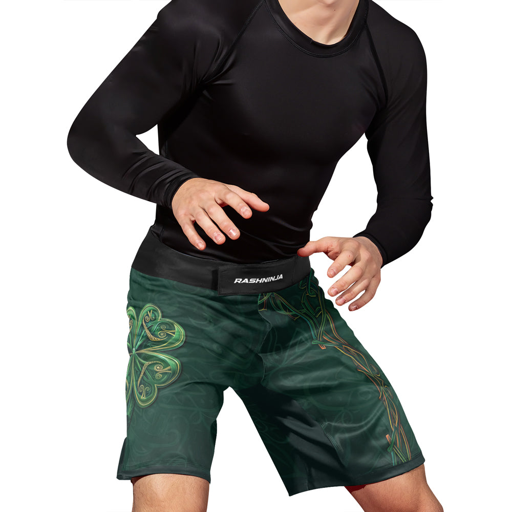 Rashninja Irish Golden Shamrock Men's Fight Shorts