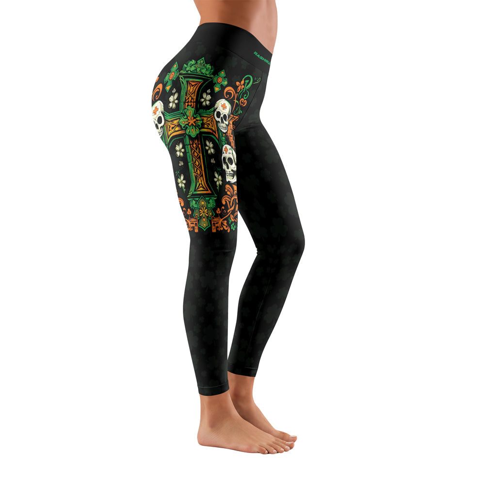 Rashninja Irish Skull Cross Shamrock Women's Leggings
